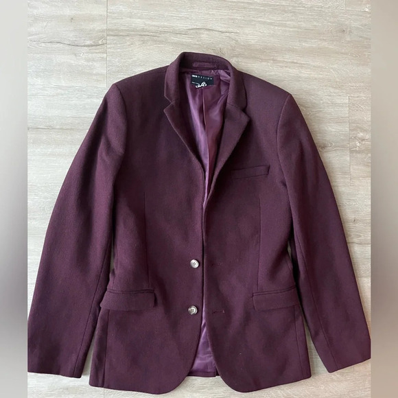 ASOS Design Burgundy Twill Suit Jacket Slim - Picture 2 of 13